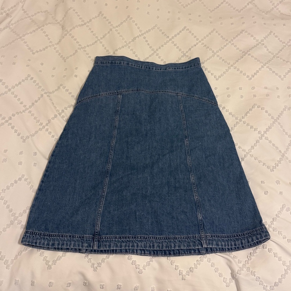 Knee-Length Denim A-Line Skirt